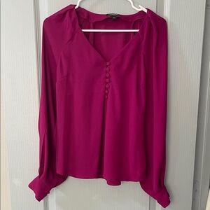 Express Magenta V-Neck Blouse